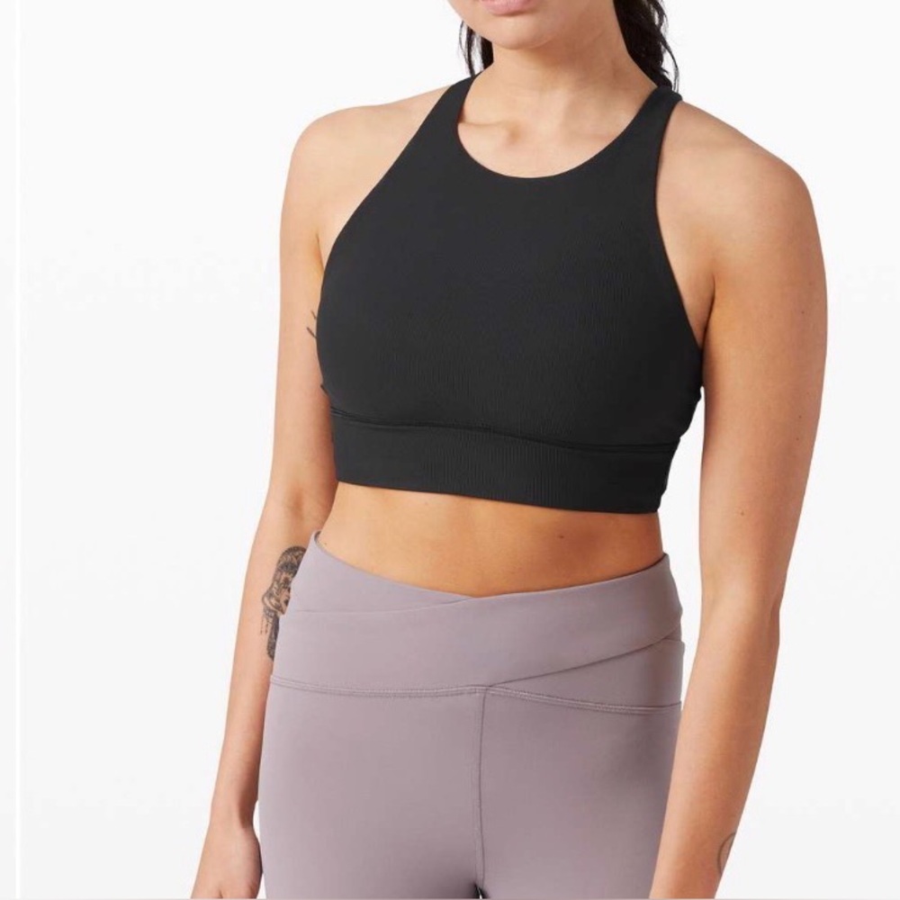 Lululemon Energy Bra High Neck Long Line Black Size 2